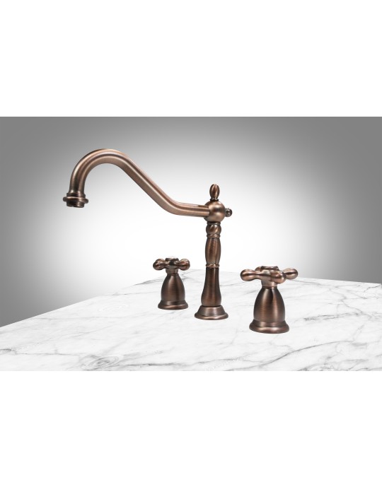 Victorian Double Handle 8" Widespread Bathroom Faucet $429 Retail Antique Bronze
